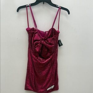 Torn by Ronny Kobo Fuchsia Sequin Bow Mini Dress